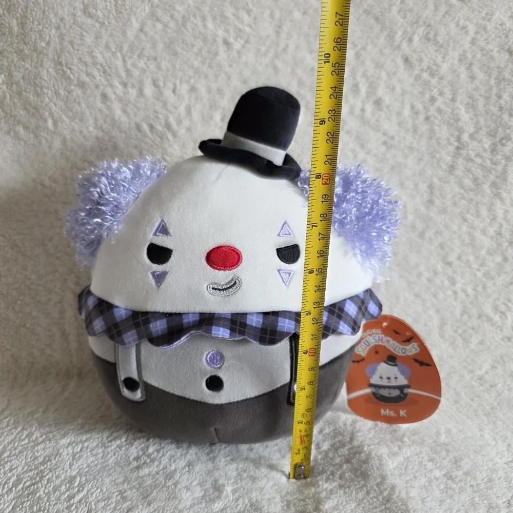 Squishmallows Official 8 inch Ms. K the White Clown with Violet Hair plush toy
